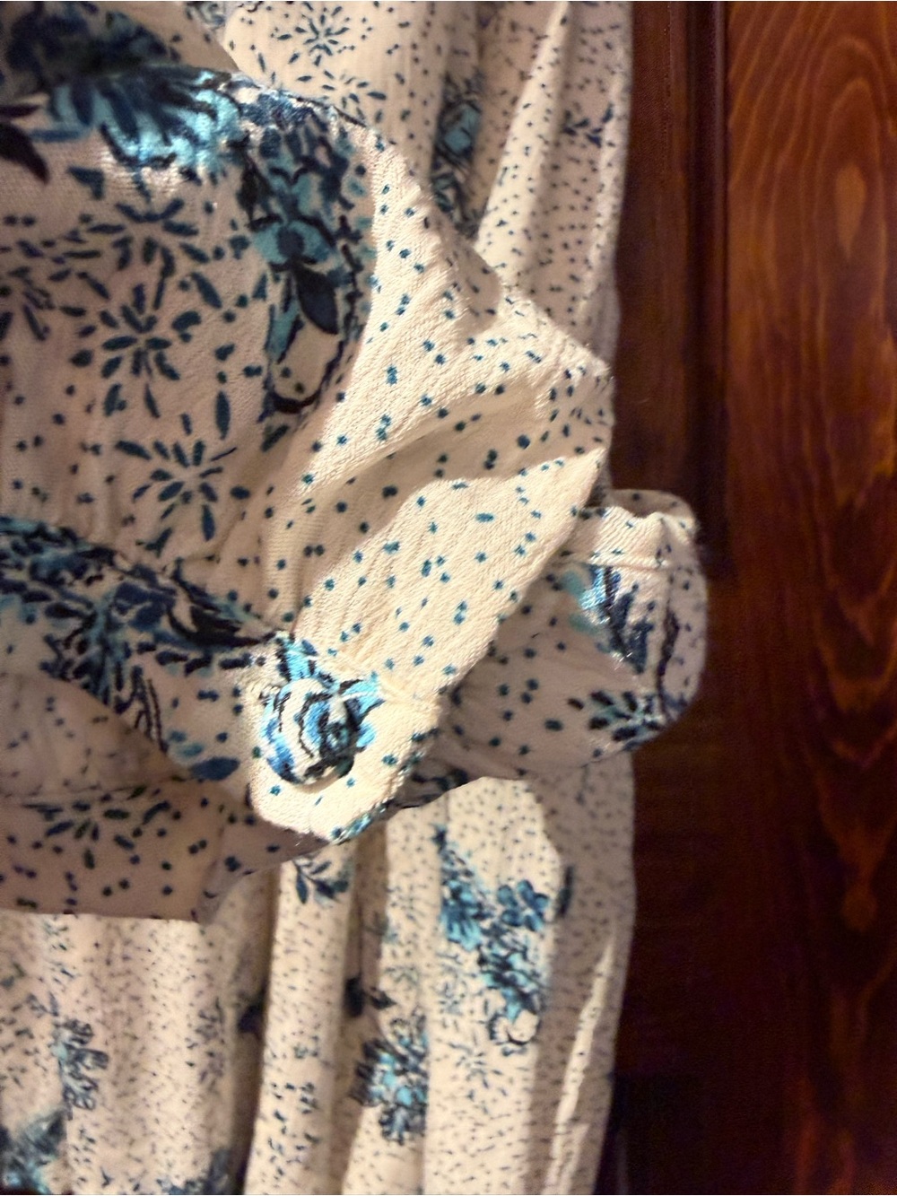 torrid Cream Blouse with Blue Floral Print - Picture 4 of 9